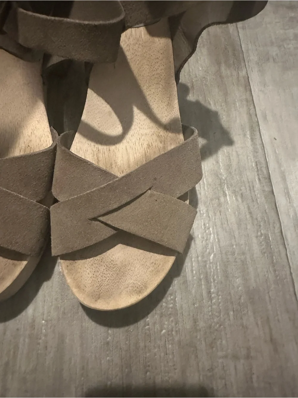 LOFT Brown Suede Leather Wood Platform Clog Sandals Women’s Size 11